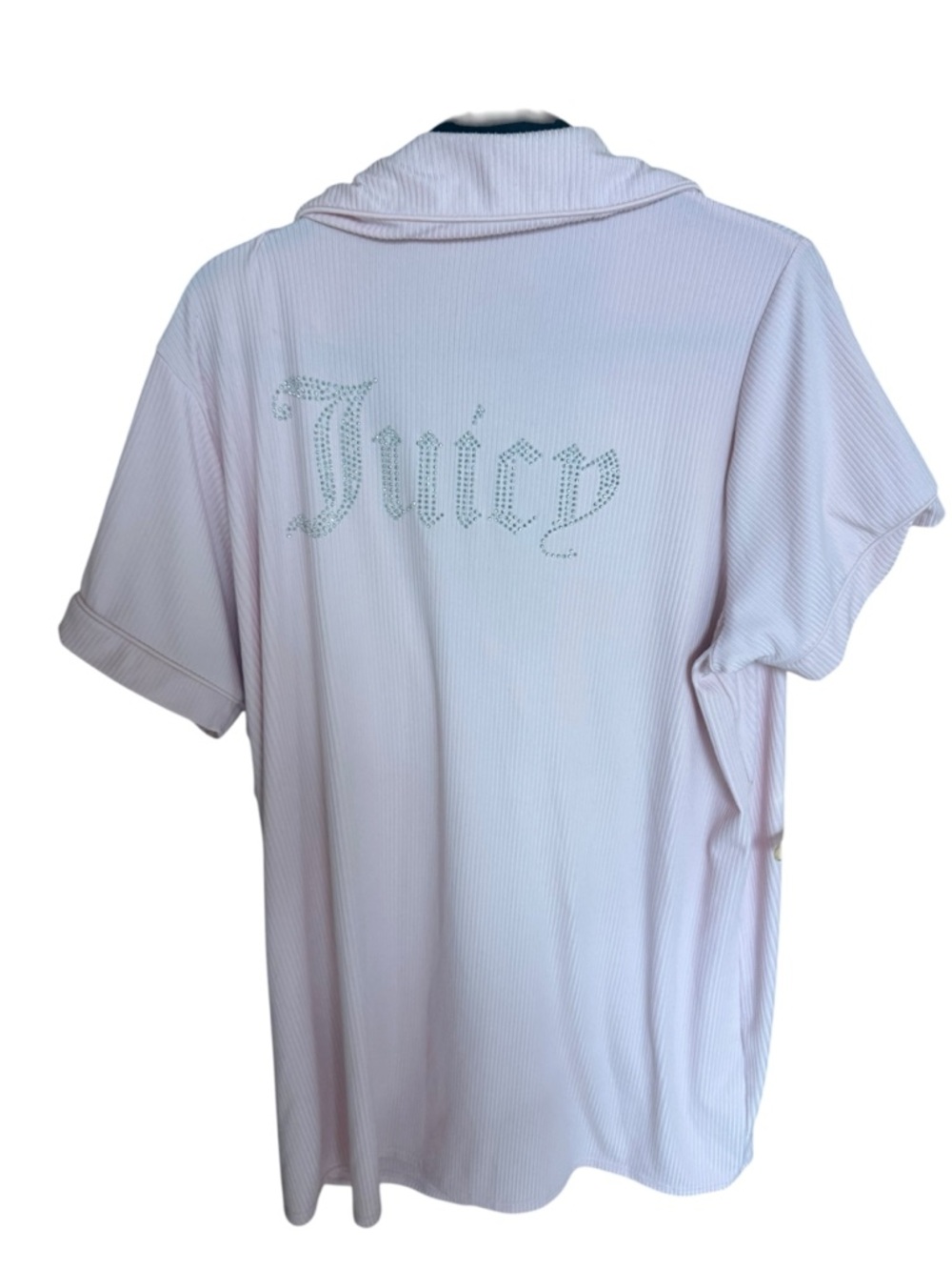 Juicy Couture Y2K Iconic Light Pink Satin Button Down Pajama Top